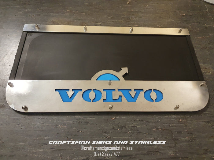 Custom Stainless Steel Mudflap Counterweights VOLVO LOGO
