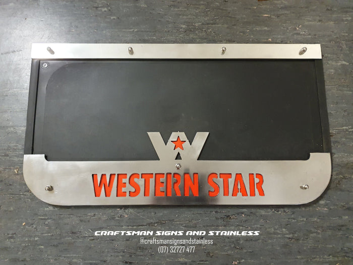 Custom Stainless Steel Mudflap Counterweights WESTERN STAR
