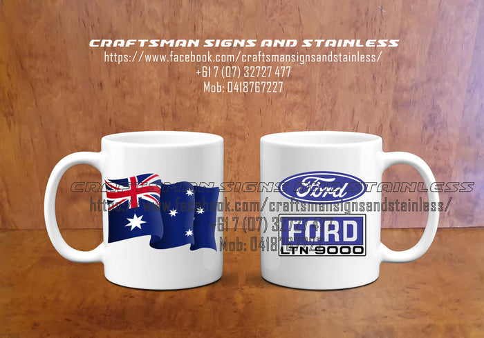 Custom white ceramic Coffee Mug FORD Trucks LTN 9000