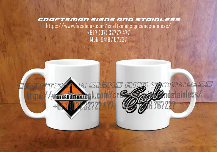 Custom white ceramic Coffee Mug INTERNATIONAL 'EAGLE'