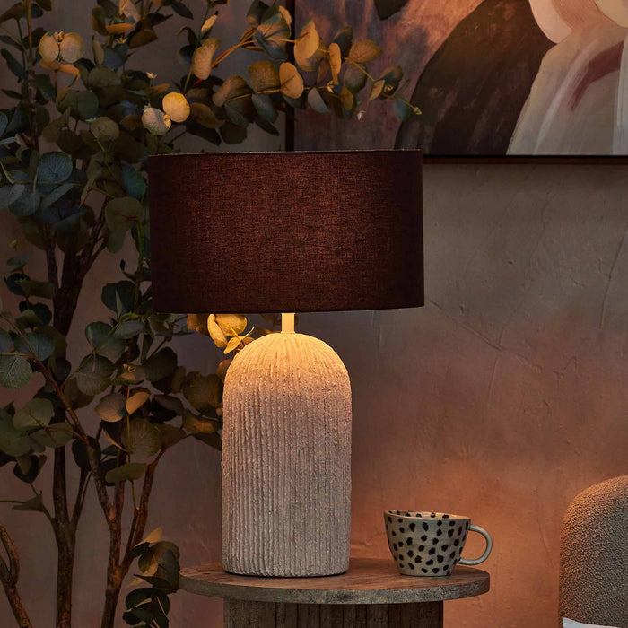 Darcie White Textured Paper Mache Table Lamp