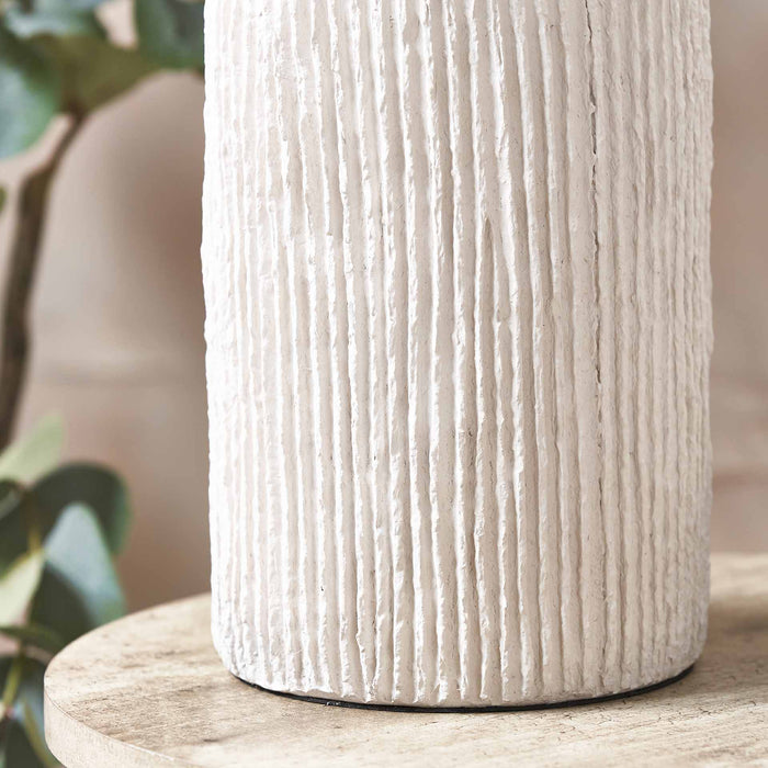 Darcie White Textured Paper Mache Table Lamp