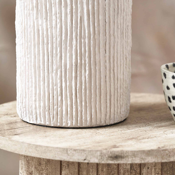 Darcie White Textured Paper Mache Table Lamp