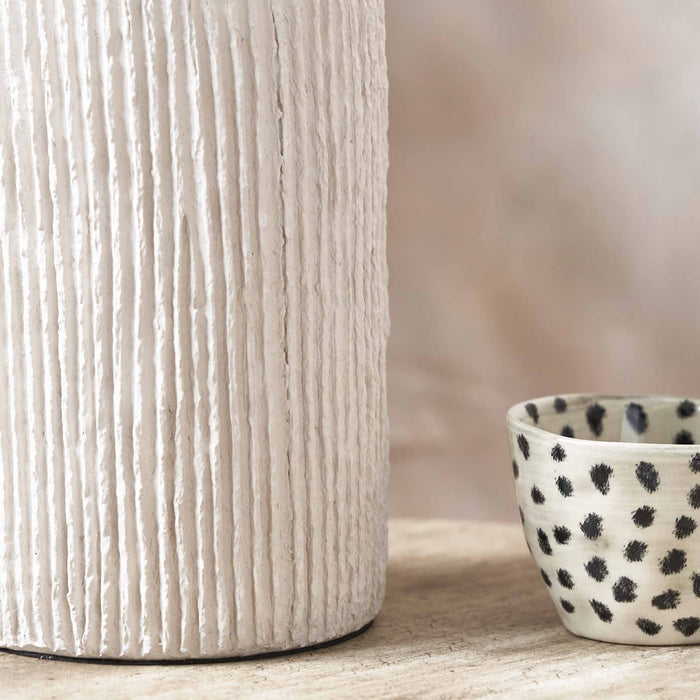 Darcie White Textured Paper Mache Table Lamp