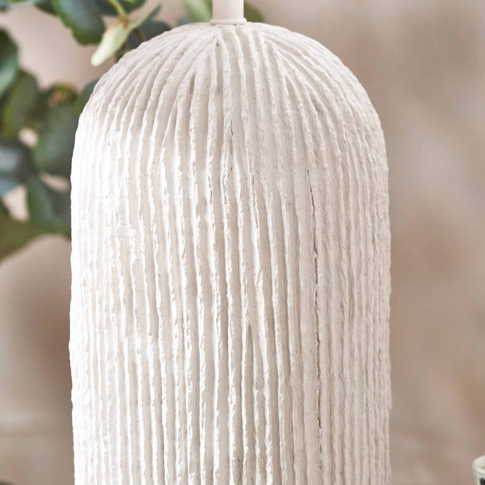 Darcie White Textured Paper Mache Table Lamp
