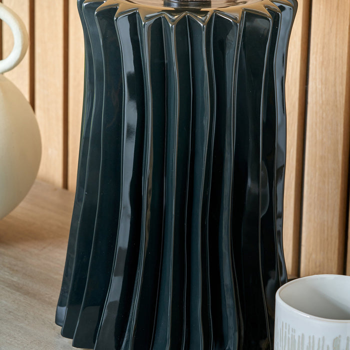 Delia Black Pleated Ceramic Table Lamp Base