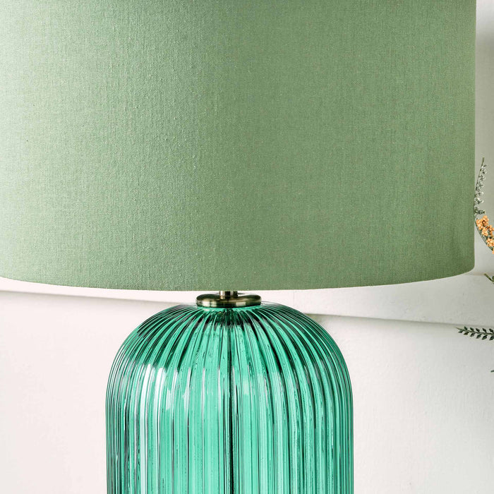 Designers Guild Varese Emerald Ribbed Glass Table Lamp