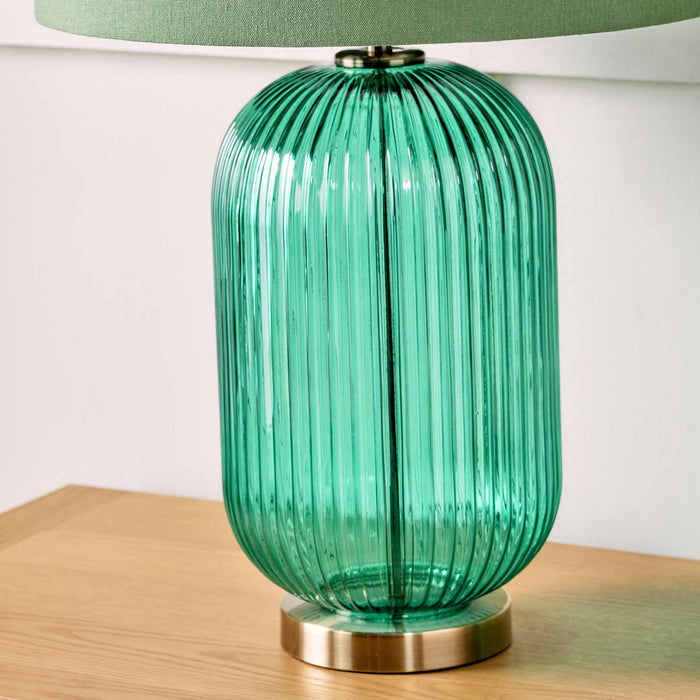 Designers Guild Varese Emerald Ribbed Glass Table Lamp