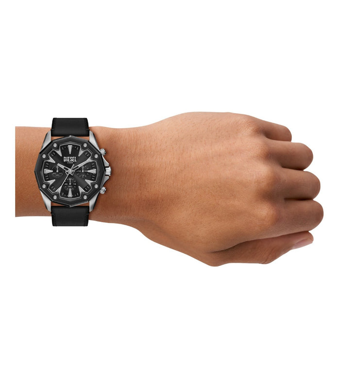 Diesel Quartz Black Dial Chronograph Leather Men's Watch, DZ4710
