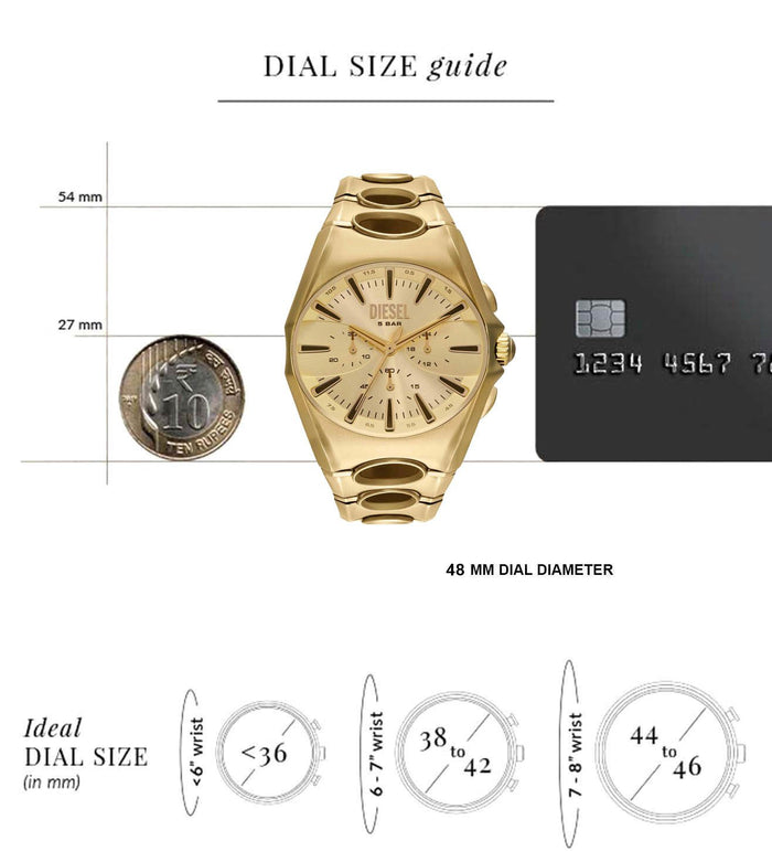 Diesel Quartz Gold Dial Analog Stainless Steel Men's Watch, DZ4695