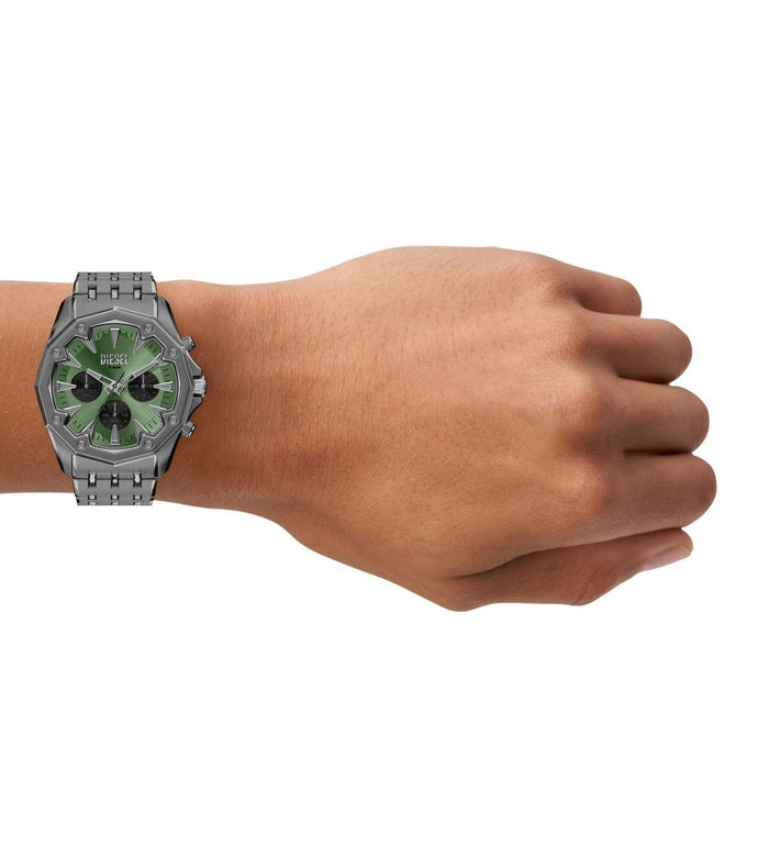 Diesel Quartz Green Dial Chronograph Stainless Steel Men's Watch, DZ4711