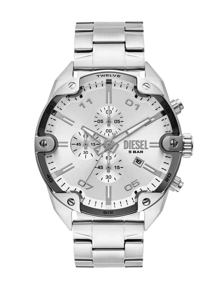 Diesel Quartz Silver Dial Chronograph Stainless Steel Men's Watch, DZ4677