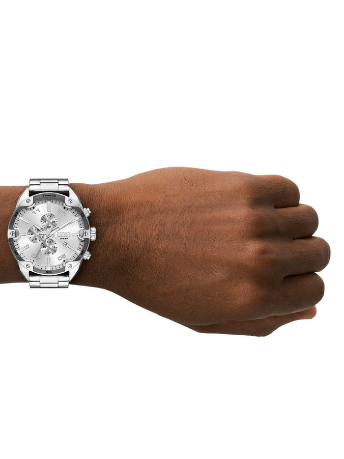 Diesel Quartz Silver Dial Chronograph Stainless Steel Men's Watch, DZ4677