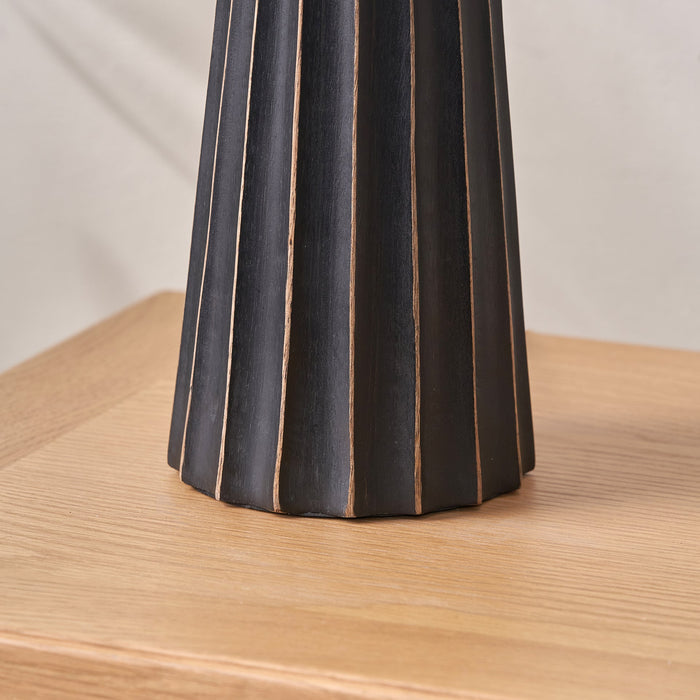 Dorian Black Wash Mango Wood Textured Cone Table Lamp