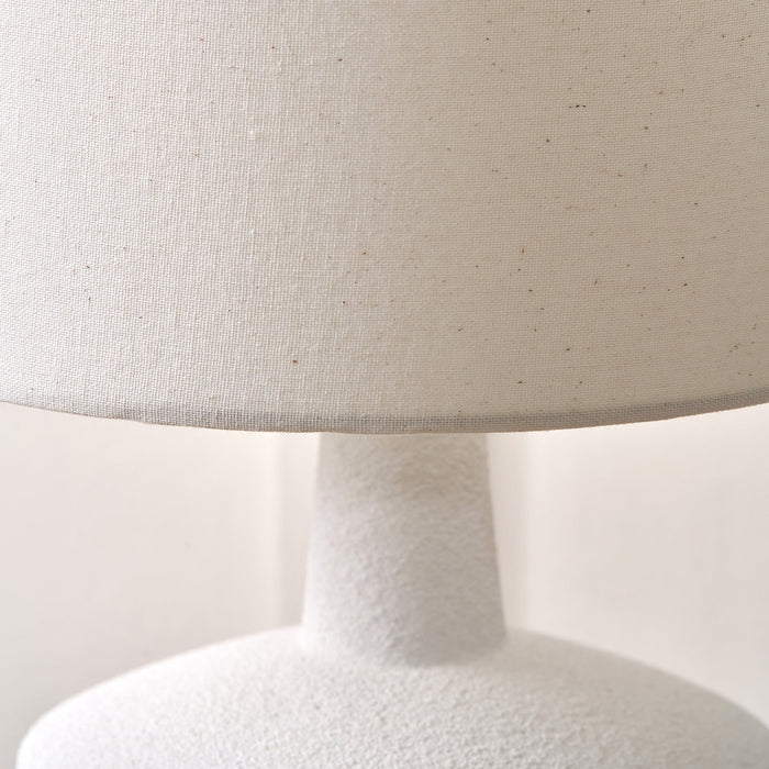 Eli White and Wood Effect Textured Ceramic Table Lamp