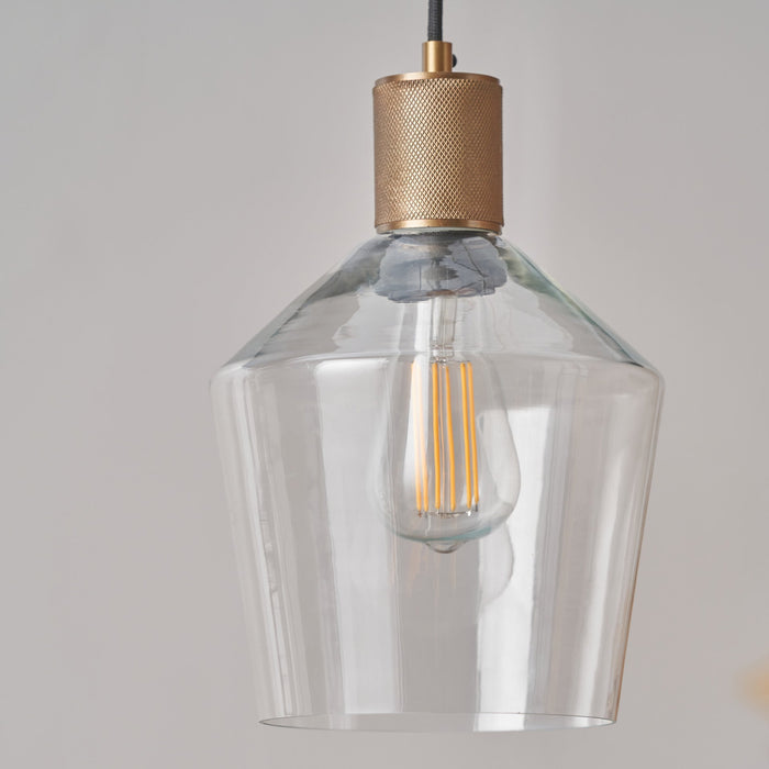 Everett Clear Glass with Antique Brass Fitting Elec Pendant