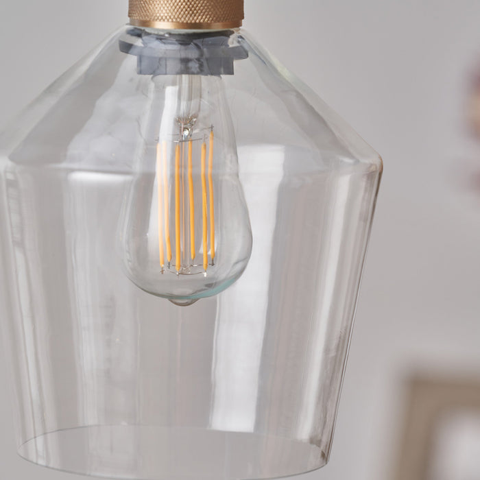 Everett Clear Glass with Antique Brass Fitting Elec Pendant