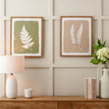 Farnham Green and Natural Fern Canvas with Natural Frames S/2