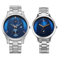 Fastrack Mixmatched Quartz Multifunction Blue Dial Silver Stainless Steel Strap Pair Watch, 32406285SM01