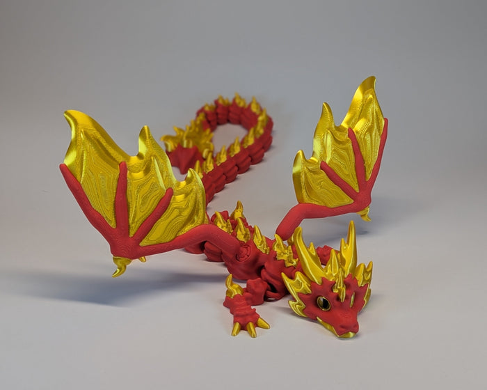 Firestorm Dragon With Wings Red and Gold Right View