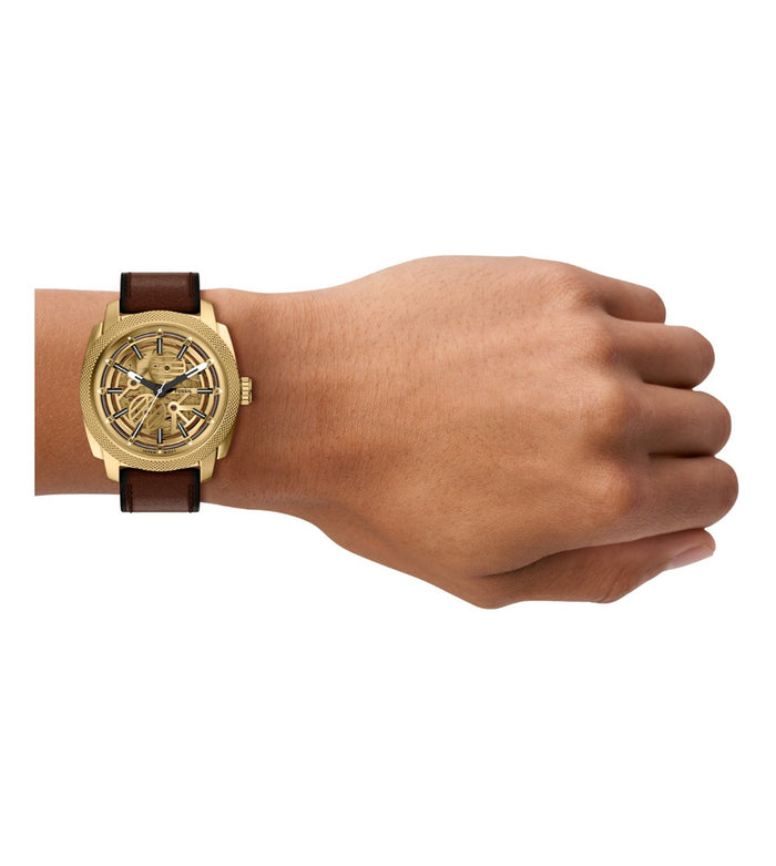 Fossil Automatic Gold Dial Analog Leather Men's Watch, ME3278