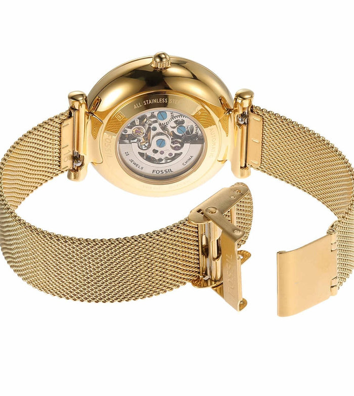 Fossil Automatic Gold Dial Analog Mesh Women's Watch, ME3250