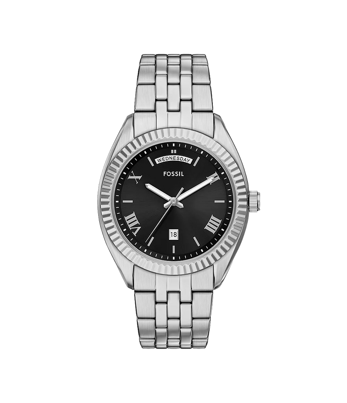 Fossil Campbell Three-Hand Day-Date Stainless Steel Men's Watch, FS6139