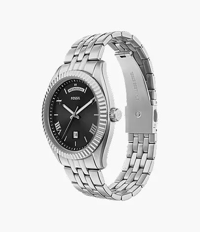 Fossil Campbell Three-Hand Day-Date Stainless Steel Men's Watch, FS6139