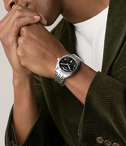 Fossil Campbell Three-Hand Day-Date Stainless Steel Men's Watch, FS6139