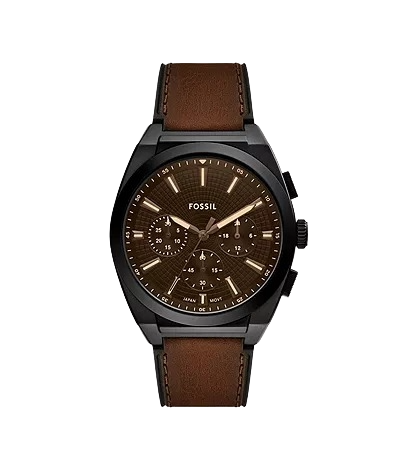 Fossil Everett Chronograph Brown Leather Men's Watch, FS6108