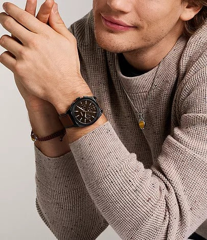 Fossil Everett Chronograph Brown Leather Men's Watch, FS6108