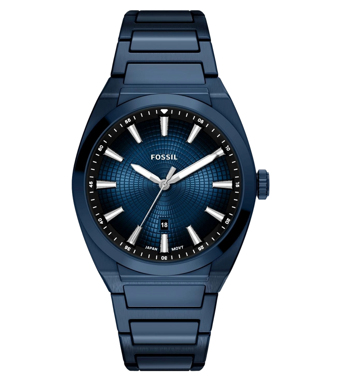 Fossil Everett Three-Hand Navy Stainless Steel Men's Watch, FS6169