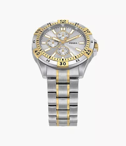 Fossil Garrett Multifunction Two-Tone Stainless Steel Men's Watch, FS6148
