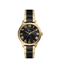 Fossil Gilmore Three-Hand Date Gold-Tone and Black Ceramic Women's Watch, CE1132