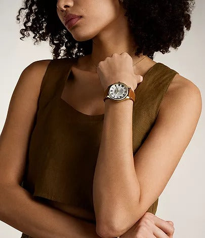 Fossil Gilmore Three-Hand Date Medium Brown Leather Women's Watch, ES5397