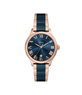 Fossil Gilmore Three-Hand Date Rose Gold-Tone and Navy Ceramic Women's Watch, CE1134