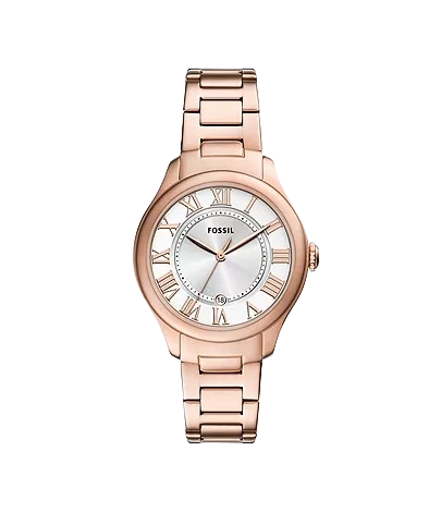 Fossil Gilmore Three-Hand Date Rose Gold-Tone Stainless Steel Women's Watch, ES5394