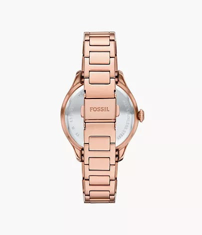 Fossil Gilmore Three-Hand Date Rose Gold-Tone Stainless Steel Women's Watch, ES5394