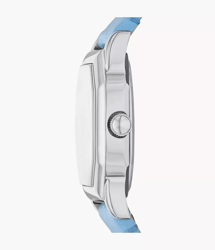 Fossil Harlow Three-Hand Light Blue Leather Women's Watch, ES5405