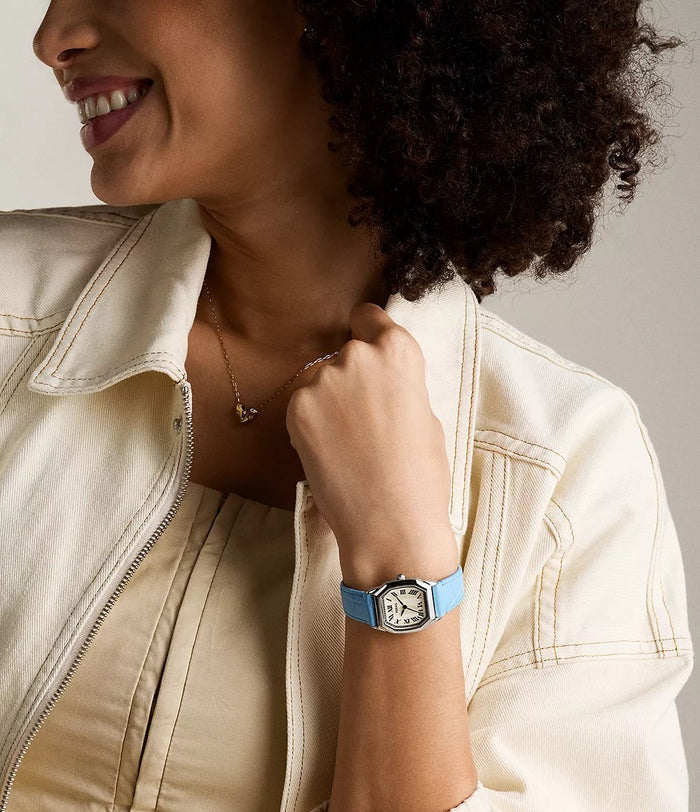 Fossil Harlow Three-Hand Light Blue Leather Women's Watch, ES5405