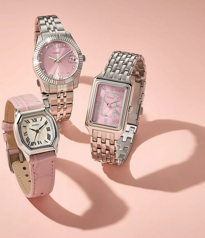 Fossil Harlow Three-Hand Light Pink Leather Women's Watch, ES5406