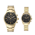 Fossil His and Her Chronograph Gold-Tone Stainless Steel Gift Set, BQ2400SET