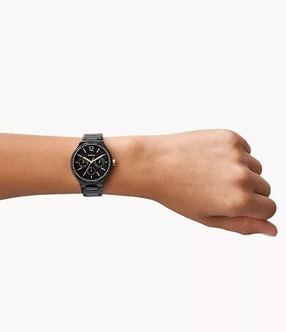 Fossil His and Her Multifunction Black Stainless Steel Watch Set, BQ2645SET