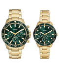 Fossil His and Hers Multifunction Gold-Tone Stainless Steel Watch Set, BQ2754SET
