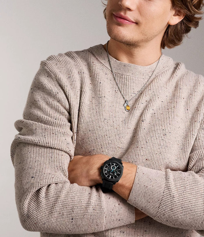 Fossil Machine Chronograph Black Silicone Men's Watch, FS6099