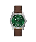 Fossil Machine Three-Hand Date Brown Leather Men's Watch, FS6085