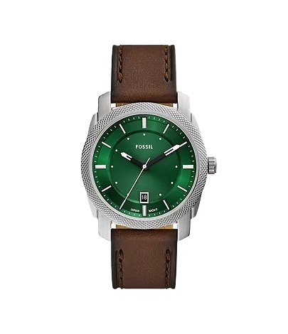 Fossil Machine Three-Hand Date Brown Leather Men's Watch, FS6085