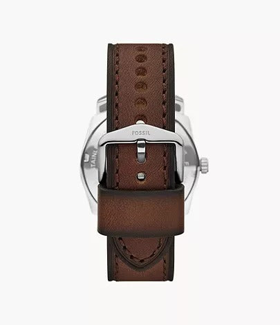 Fossil Machine Three-Hand Date Brown Leather Men's Watch, FS6085