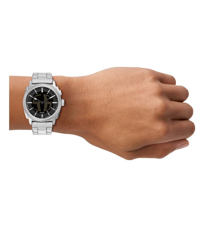 Fossil Quartz Black Dial Analog-Digital Stainless Steel Men's Watch, FS6155