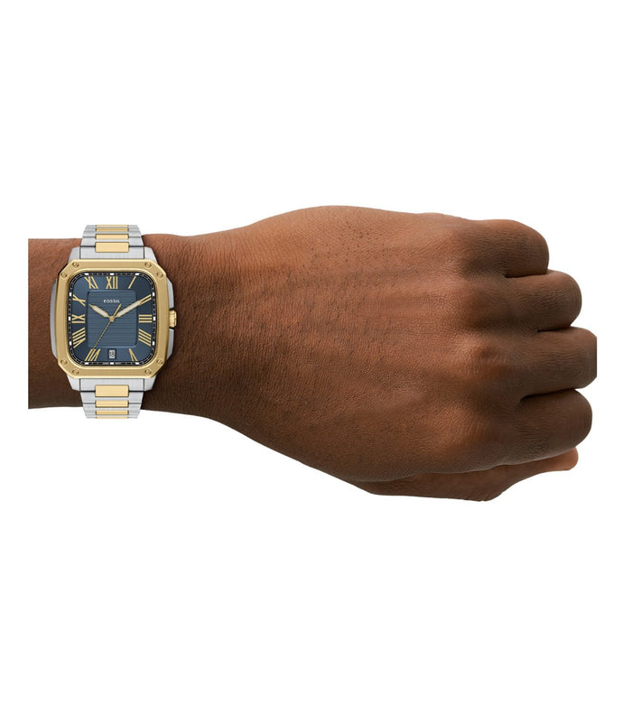 Fossil Quartz Blue Dial Analog Stainless Steel Men's Watch, FS6161